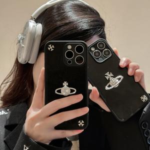 เคสโทรศัพท์, หนังโลหะ Rhinestone ลูกบอลศักดิ์สิทธิ์ครอส, เข้ากันได้กับ iPhone 16/15 Series, 14 Pro Max/13, ใหม่สไตล์หรูหรามีระดับ