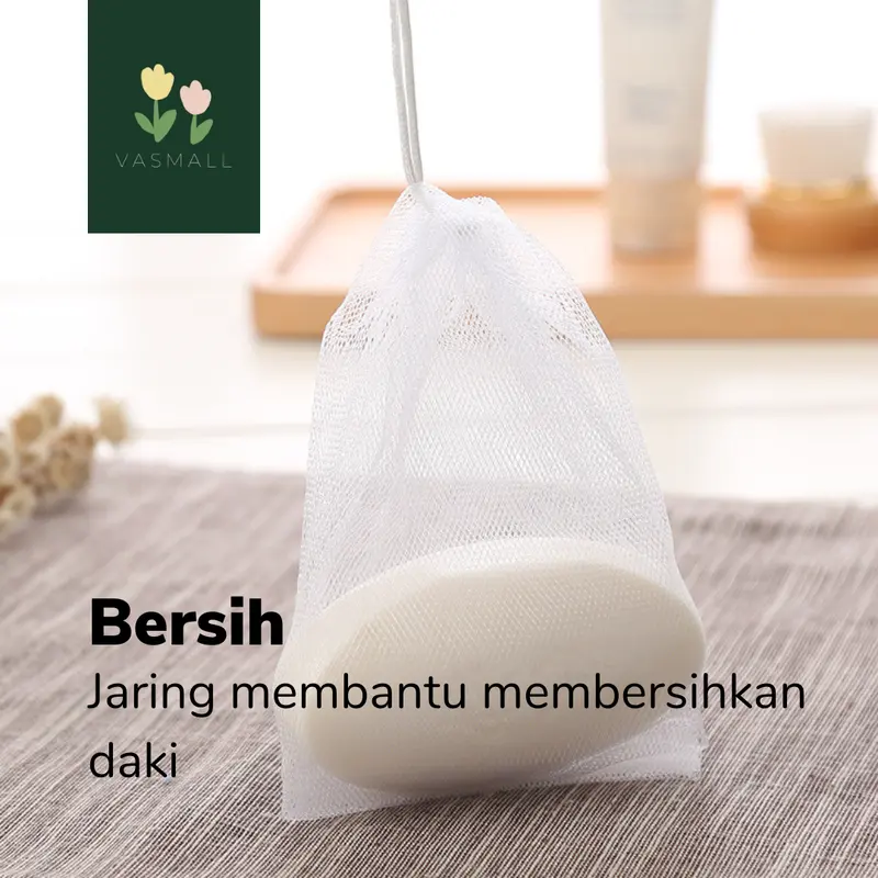 VASMALL - [ISI 5 PCS ] JARING BUSA SABUN BATANG MANDI | JARING SPONS SABUN BATANG 2