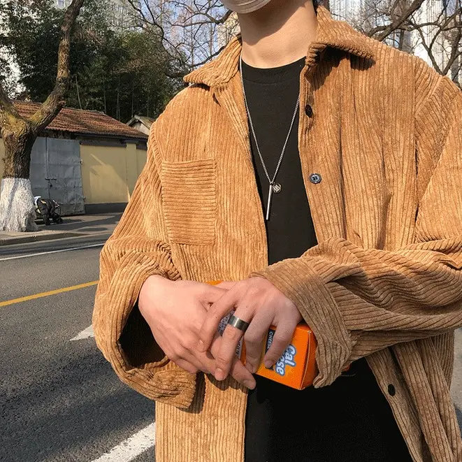 Corduroy Retro Long Sleeve Outer Shirt Casual Oversize in Brown and Black Color - Kemeja Outer Casual Kasual / Kemeja Outer Corduroy Coklat dan  Hitam / Kemeja Outer Cordu 2