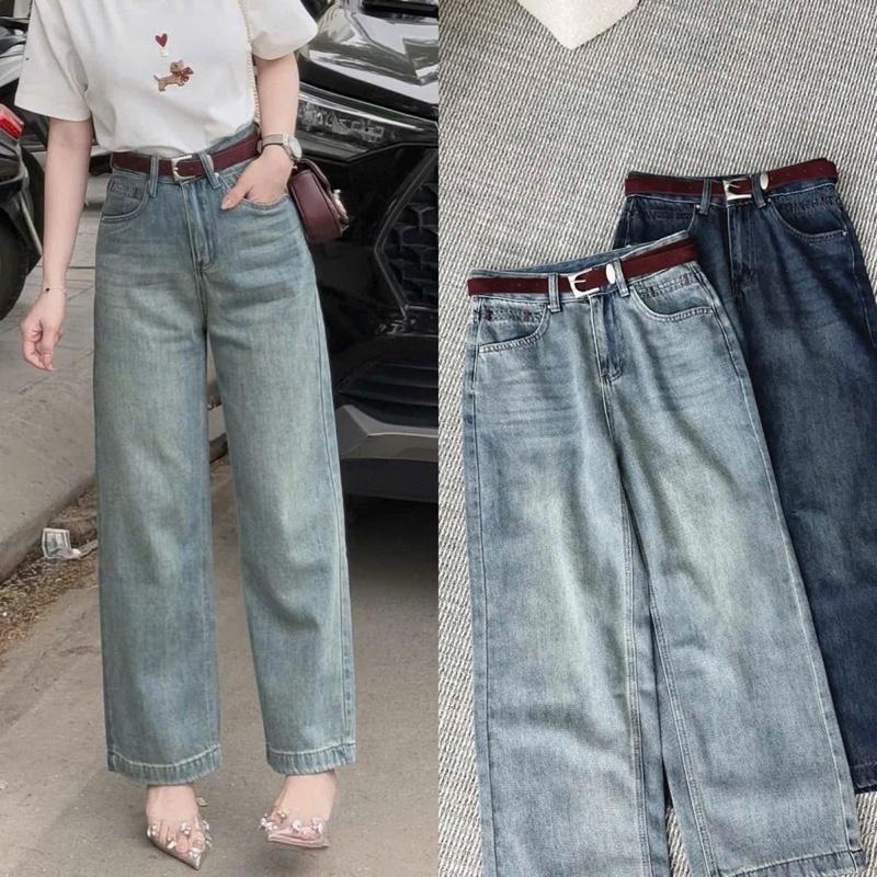 [NEW[ Quần jean suông đẹp túi vuông thêu chỉ đỏ dài 97cm  #7978-7979 [AN TÂY STORE68] 4