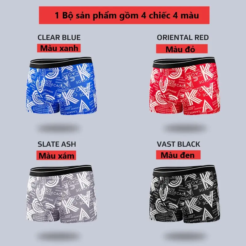 COMBO 4 QUẦN SỊP ĐÙI NAM HỌA TIẾT SIÊU HOT 2024 Boxer Quần Boxer Menswear 5