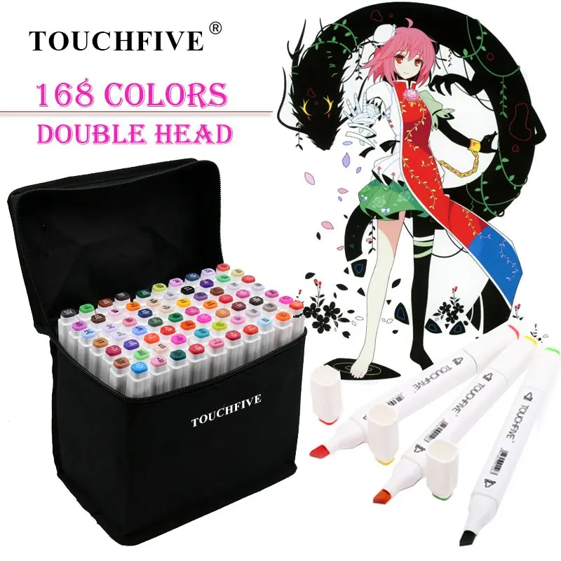 TouchFive 1 Warna Copic Penanda Untuk Melukis Lakaran Penanda Kepala Berganda Bekalan Seni
