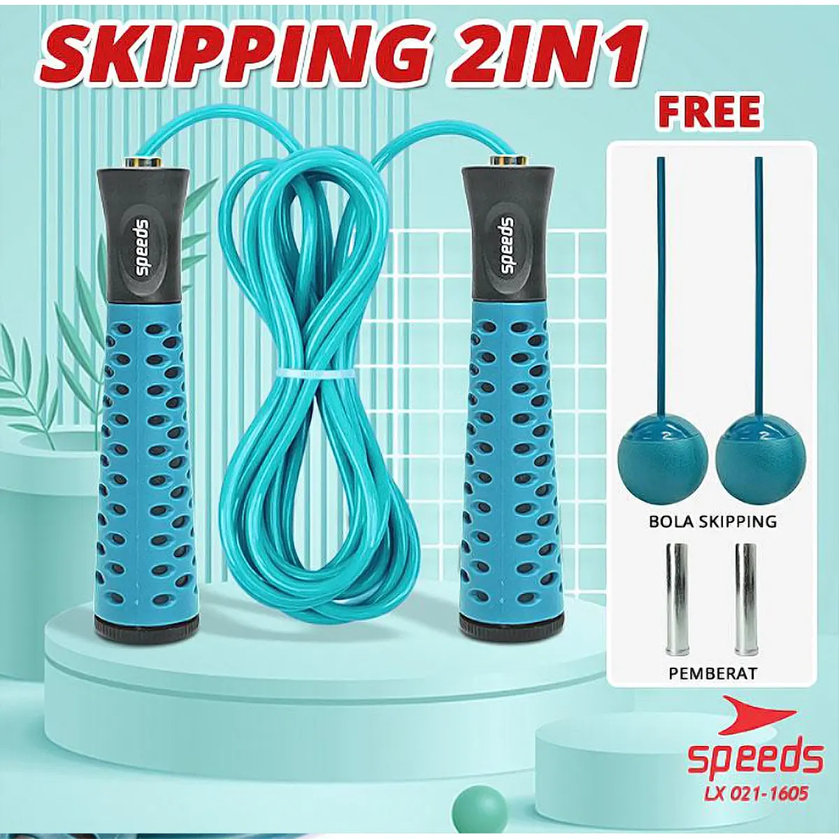 SPEEDS Skipping Lompat Tali Jump Rope 2in1 Dengan Tali dan Tanpa Tali ...