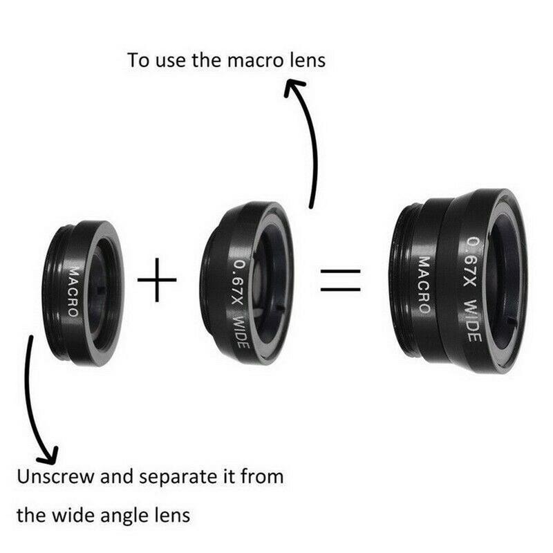 Phone Lens Clip On Wide Angle Macro Camera Lens Kit Fish Eye For Smart Phone 4