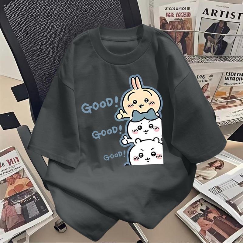 baggy clothes anime girl Áo Phông Ngắn Tay, Vai Trước, Dành Cho Nữ, Hàng Mới Về, Phổ Biến Vào Mùa Hè, Dáng Rộng Và Mỏng, Cỡ Lớn, Làm Bằng Bông, Hợp Xu hướng, Áo Ngắn Tay