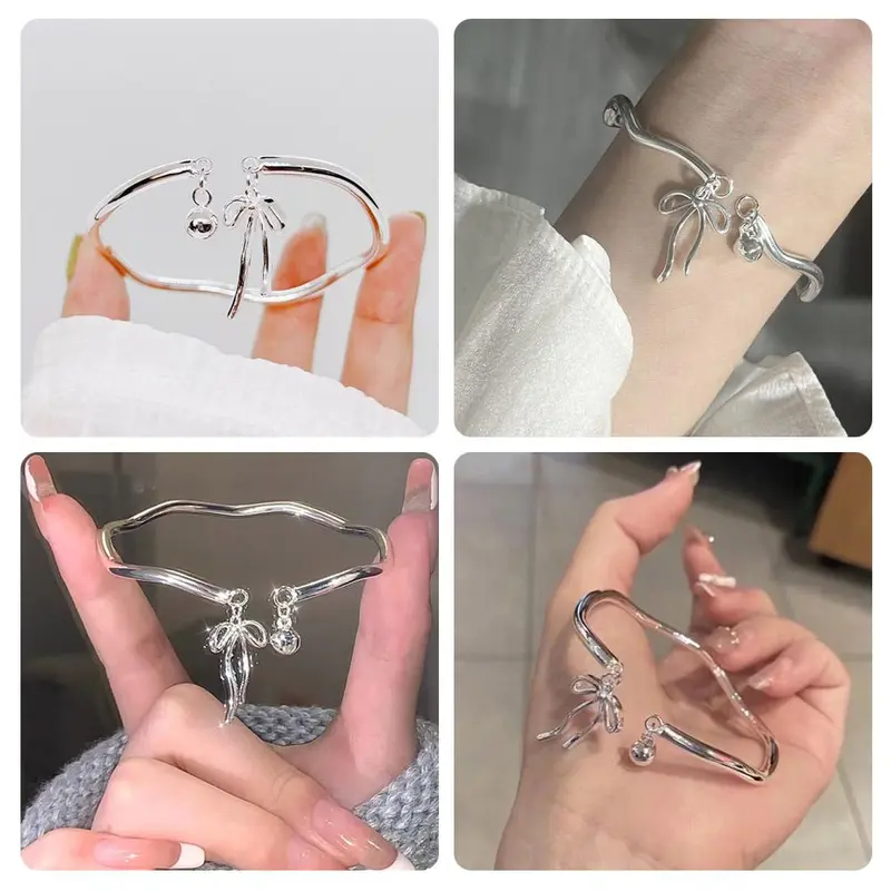 Vòng Tay Nơ Hợp Kim, Nữ Thanh Lịch, Vòng Tay, Vòng Tay Lắc Tay, Có Chuông, 1 Cái, H9B6 7
