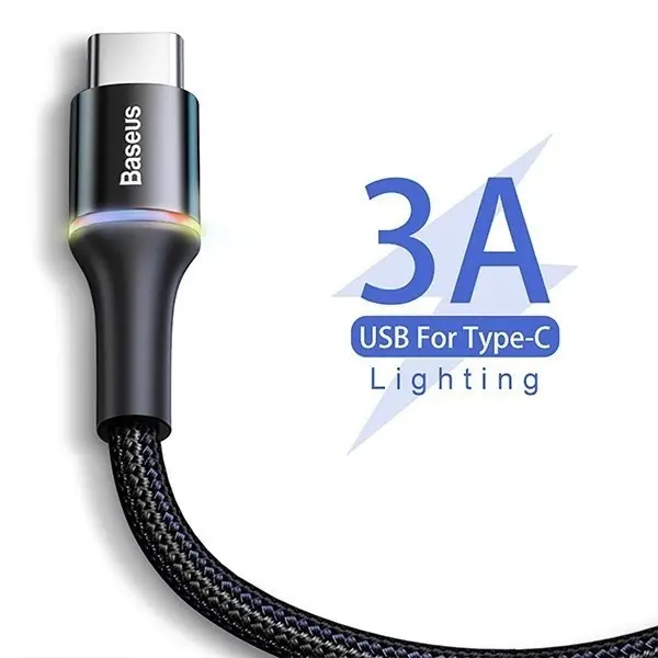 BASEUS Kabel Data Type C LED Halo Charger HP Tepsi Fast Charging 18W Compatible iPhone 15 2
