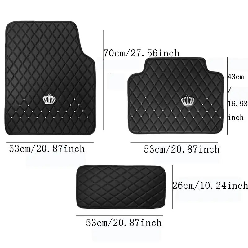 Rhinestone Crown Pattern Car Floor Mat, Universal Car Interior Decorative Floor Mat, Car Interior Accessories for SUV, Sedan, Truck 1
