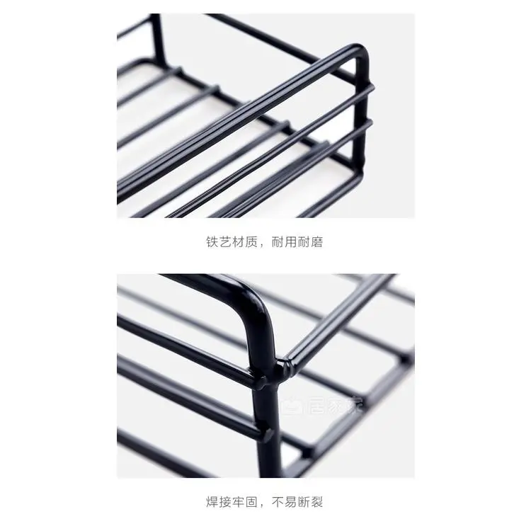 Kệ để đồ phòng tắm bằng sắt rèn đựng dầu gội sữa tắm giá nhà vệ sinh treo dính tường phong cách tối giản babo (TB26) 8
