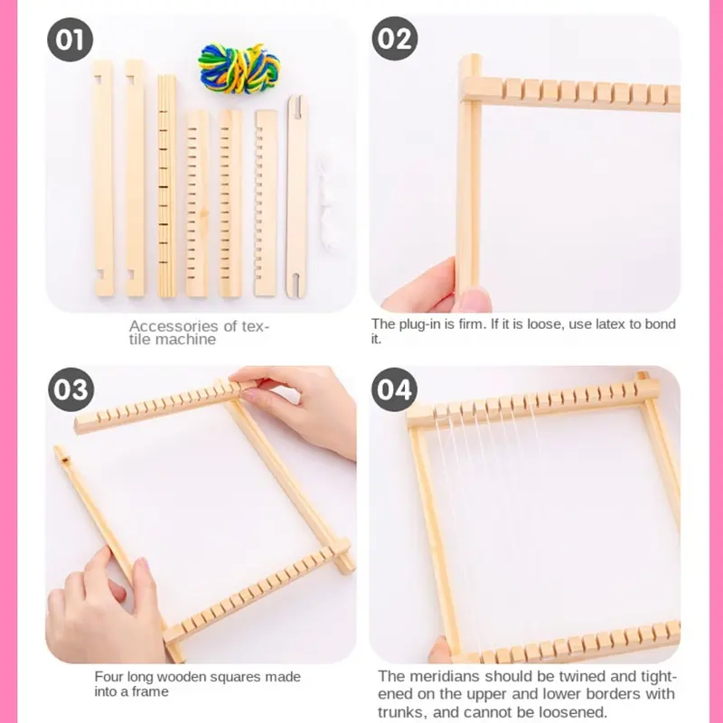 Máy Dệt Tự Làm Sáng Tạo Cho Trẻ Em, Bộ Khung Dệt Mini Sợi Thủ Công, Máy Dệt Kim, Bộ Thảm Dệt 4