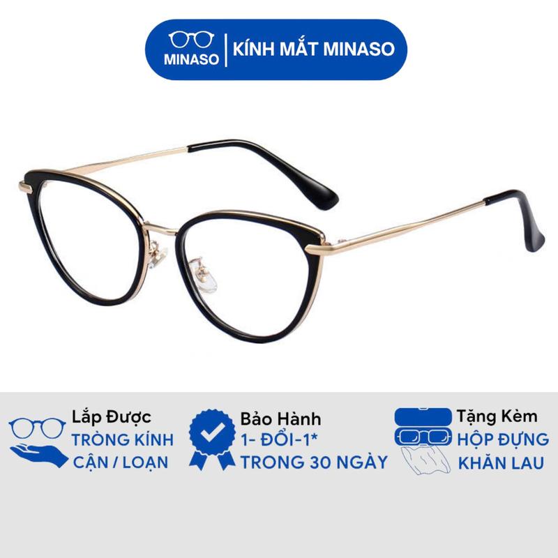 Gọng kính cận nữ nam thời trang cao cấp,kính giả cận mắt mèo phong cách Hàn Quốc siêu cá tính Hottrend Minaso 582