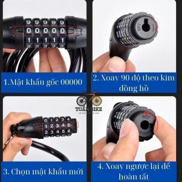 Khóa Dây Xe Đạp Lõi Thép Trống Trộm An Toàn 8