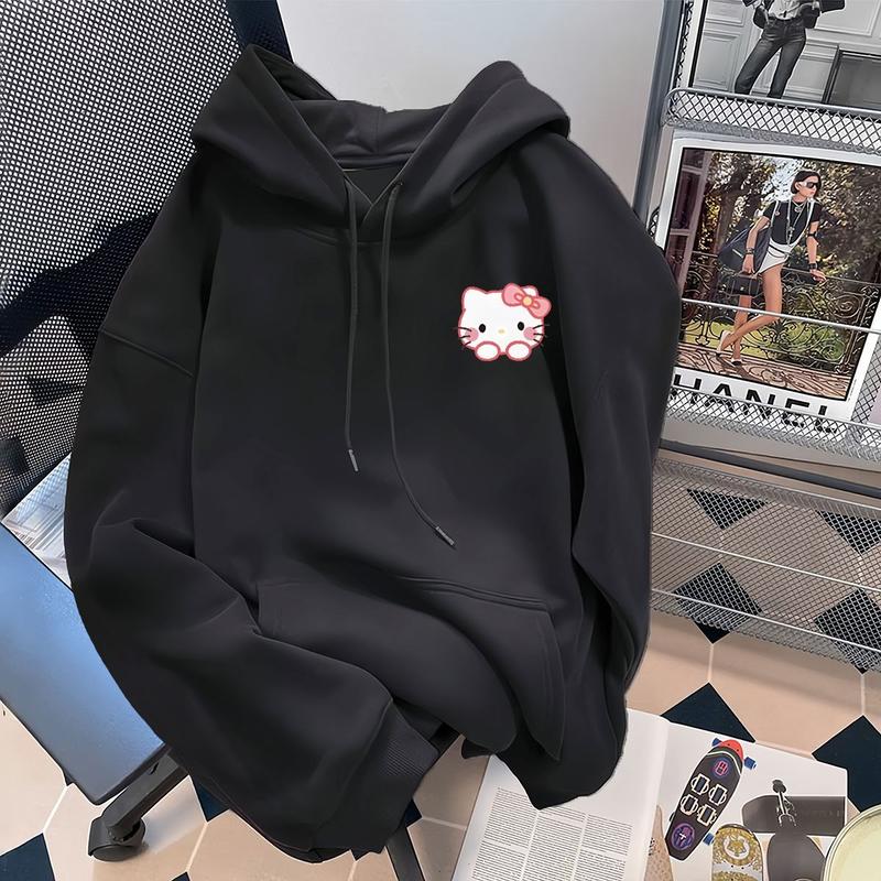 Áo Hoodie In Hình Hello Kitty, Phong Cách Mỹ, Dành Cho Bé Gái, Mặc Mùa Thu Và Mùa Đông, Đi Chơi, Dáng Rộng Vừa Vặn, Áo Khoác Đệm Lông Cừu Cổ Điển Có Thể Mặc Ngoài Trời, Chống Gió, Thích Hợp Cho Các Hoạt Động Ngoài Trời, Năm 2024 7
