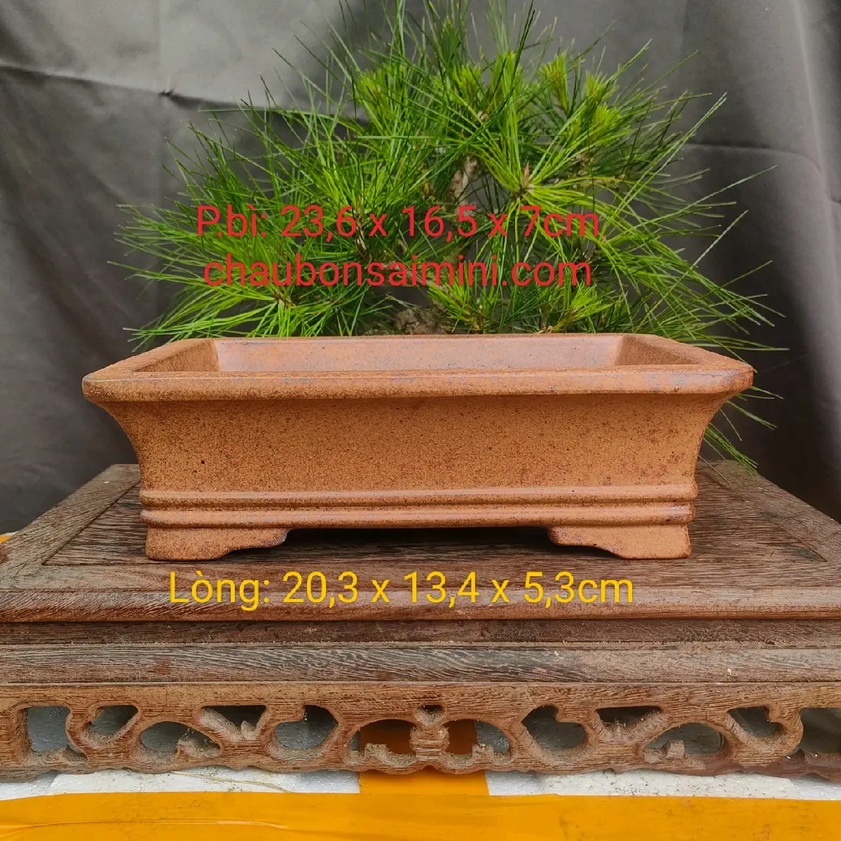 chậu chữ nhật men gỉ sét CN017