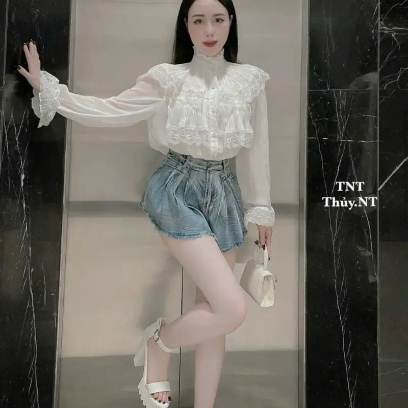 SƠ MI TƠ CỔ ĐẮP XẾP LI VIỀN REN - HÀNG QC CAO CẤP 3