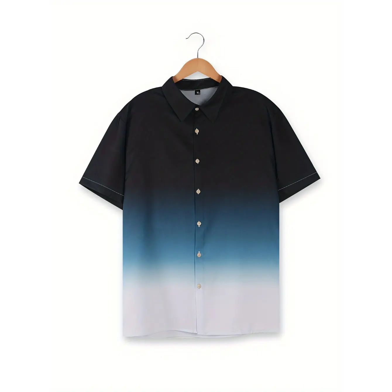 Men's casual short-sleeved shirt with gradient design suitable for summer vacation and daily wear