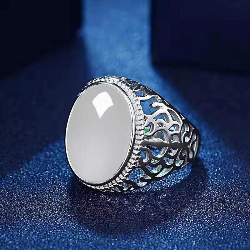 Product Introduction of Fashionable imitation agate gold ring, personalized and simple men's carnelian emerald ring ring 9