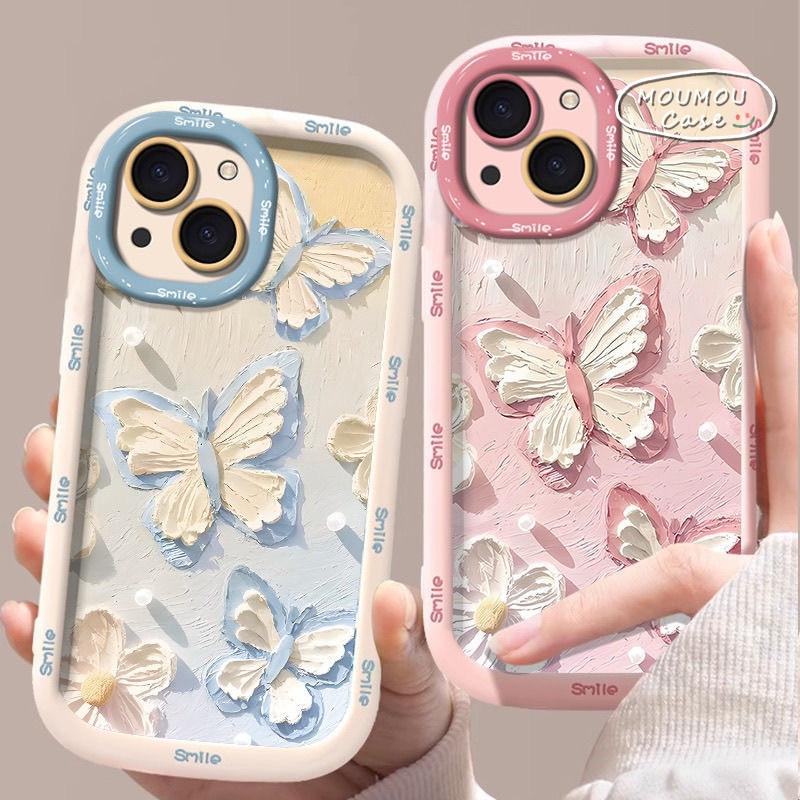Vỏ Điện Thoại IPhone 15 XR 11 16 12 14 13 Pro Max 16 7 8 Plus X XS Max SE 2020 Retro Butterfly Pearl Cặp Đôi Mềm Hộp
