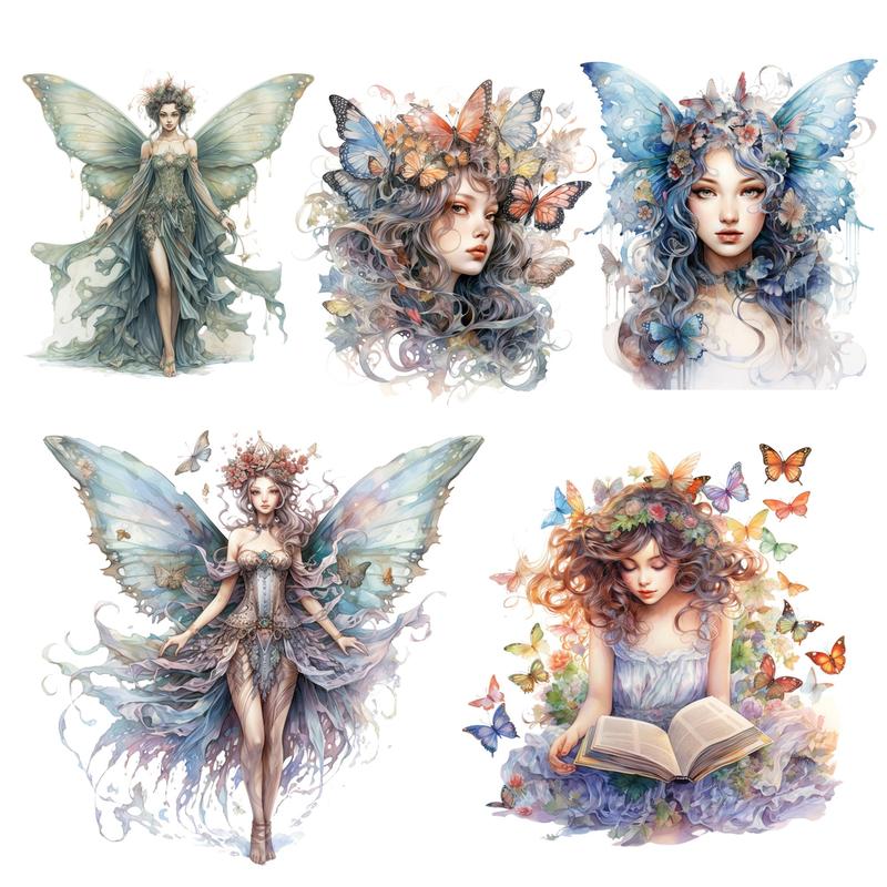 Cartoon Butterfly & Figure Pattern Sticker, 96pcs/set Waterproof Self Adhesive Decorative Sticker, Decor Sticker for Diy Scrapbooking Gift Greeting Card Water Bottle Laptop Phone 0
