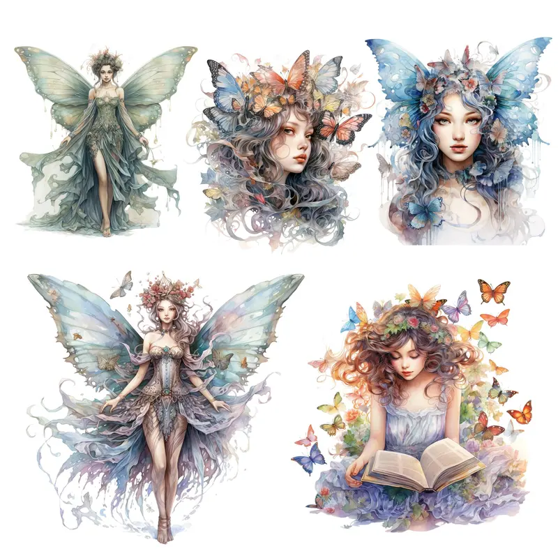 Cartoon Butterfly & Figure Pattern Sticker, 96pcs/set Waterproof Self Adhesive Decorative Sticker, Decor Sticker for Diy Scrapbooking Gift Greeting Card Water Bottle Laptop Phone 0