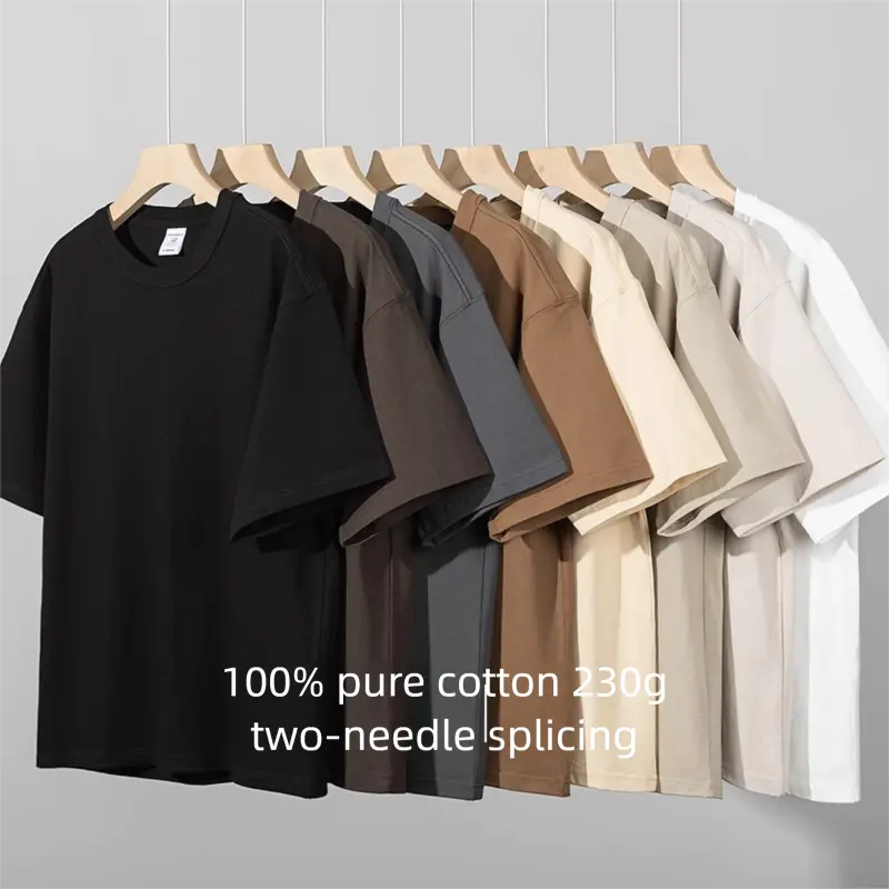 Solid Color 230g Heavyweight Crew Neck Short Sleeve T-Shirt Summer Loose Comfortable Versatile Unisex Couple Base Shirt muscle  shirt gracie  abrams  merch  singapore nrf  tshirt