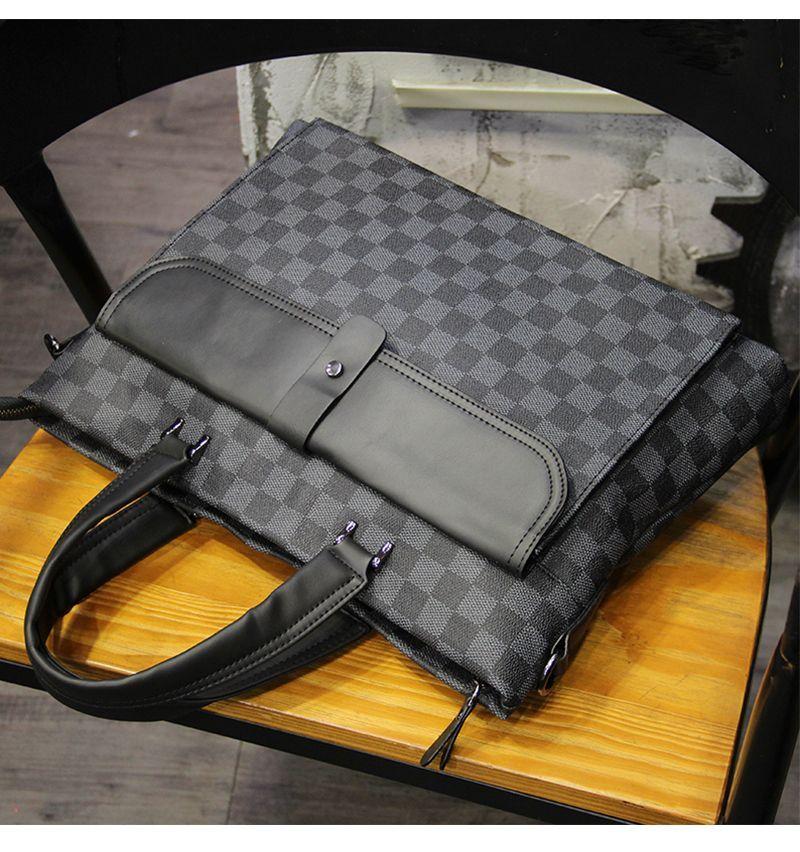 Product Introduction of Plaid Men'S Bag Handbag Briefcase Korean Men'S Bag Casual Fashion Shoulder Bag Messenger Bag Business Computer Bag 5