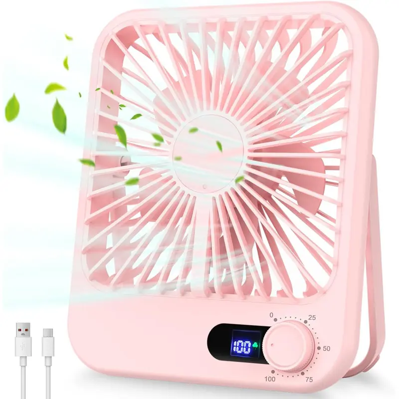 100-speed Smart Desk Fan with Digital LED Display, 180° Adjustable Tilt Fan with Rechargeable Battery & Ultra-portable Design for Office/Bedroom/Travel, Cooling Fan 8