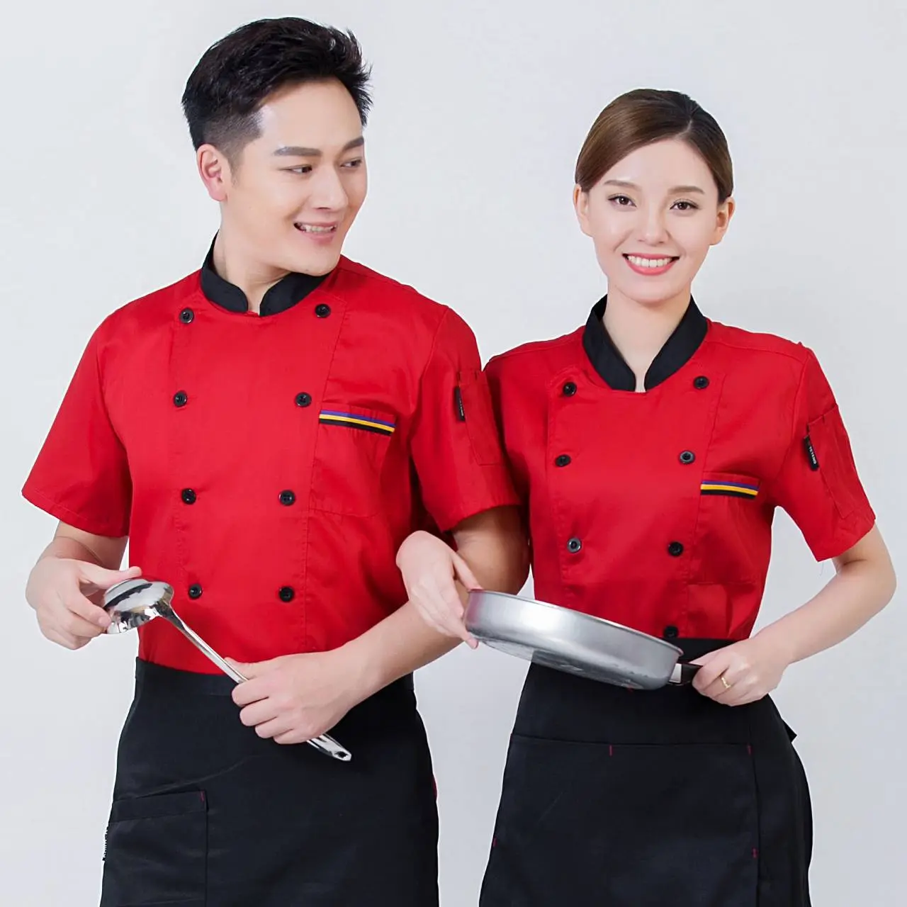 เสื้อเชฟ ยูนิฟอร์ม เสื้อเชฟร้านอาหารโรงเเรม เสื้อกุ๊กเนื้อผ้าคอตตอน ใส่สบาย ใส่ได้ทั้งชายเเละหญิง