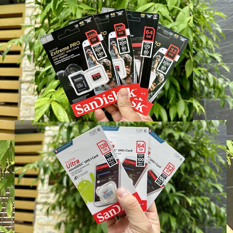 Thẻ Nhớ SANDISK 256GB/128GB/64GB/32GB Tốc Độ Cao Chuyên Dùng Cho CAMERA Wifi, Camera Hành Trình, Điện Thoại... Cao Su Phụ Kiện