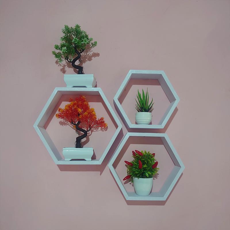 AK SEGI ENAM 3 PCS-rak dinding HEXSAGONAL,rak dinding minimalis,Hexsagonal kayu,hiasan dinding 2