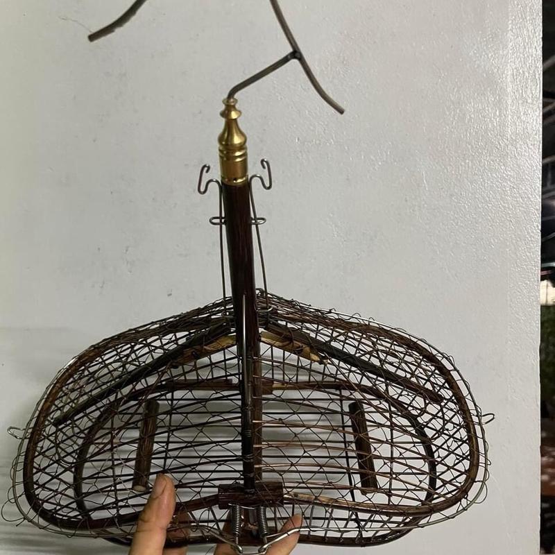 Lồng Chào Mào 2 mặt chất liệu nan lụi móc đồng xoay 360 độ hàng kỹ chim