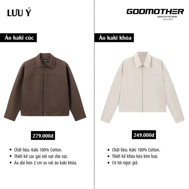 Áo Khoác Kaki Có Cúc GODMOTHER Kaki Jacket Form Crop Lửng Nam Nữ Cổ Bẻ Phong Cách Thanh Lịch Thoải Mái Menswear 1