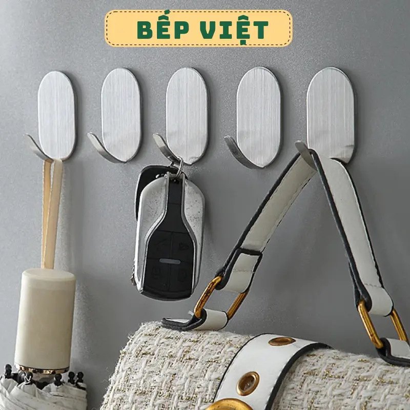 Combo 5 móc dán tường inox 304 treo đồ đa năng siêu chắc chịu lực tốt tiện dụng mã M1 0