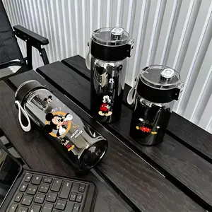 RESA BOTOL Minum Anak Laki-laki Transparent Clear Water Bottle Stylish Portable Leak-proof Eco-friendly dengan Mickey Model Estetik Cocok untuk Dibawa Kemana-mana