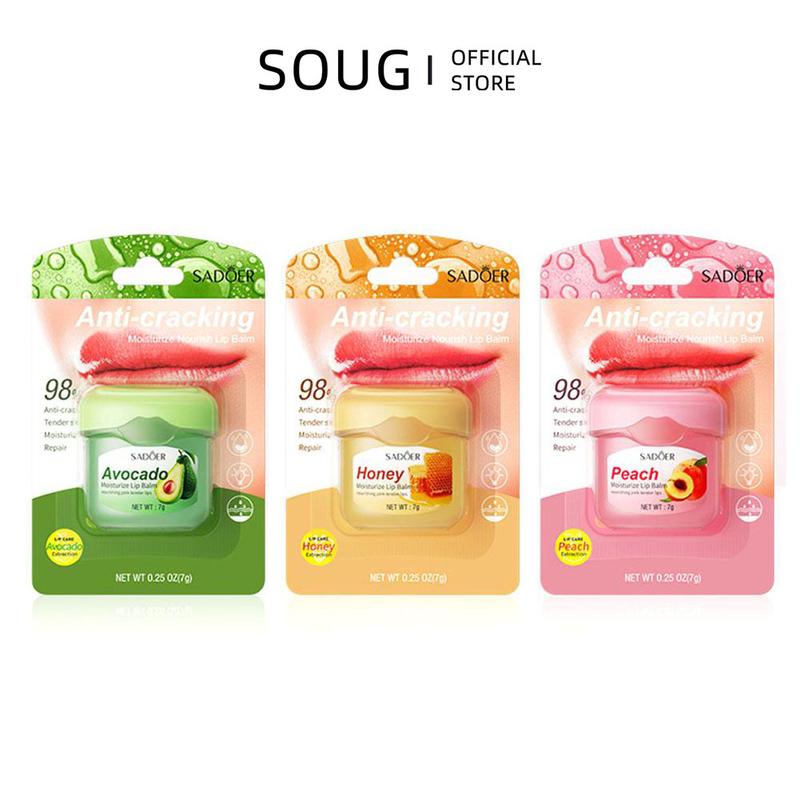 Son Dưỡng Môi Dưỡng Ẩm, SADOER, Chiết Xuất Bơ, Đào Và Mật Ong, Mặt Nạ Ngủ Cho Môi, Chống Nứt Nẻ, Chăm Sóc Môi, 7g