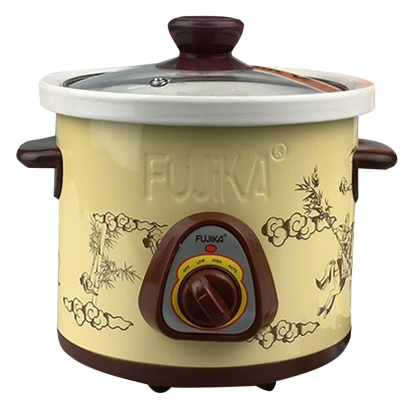  Nồi Kho Cá hầm cháo nấu chậm Fujika FJ-KC15 25 dung tích1.5  2.5L nắp kính lòng trắng dùng điện - Giao Màu Ngẫu Nhiên - Hàng chính hãng 