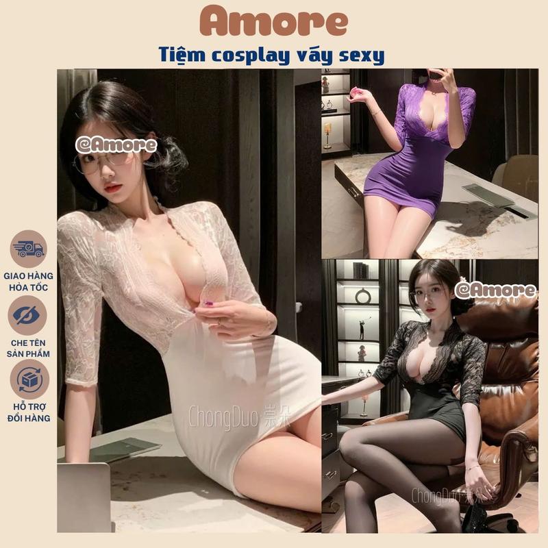 V53 CHE TÊN - HỎA TỐC VÁY THƯ KÝ XUYÊN THẤU CỔ CHỮ V SÂU BÓ SÁT V53