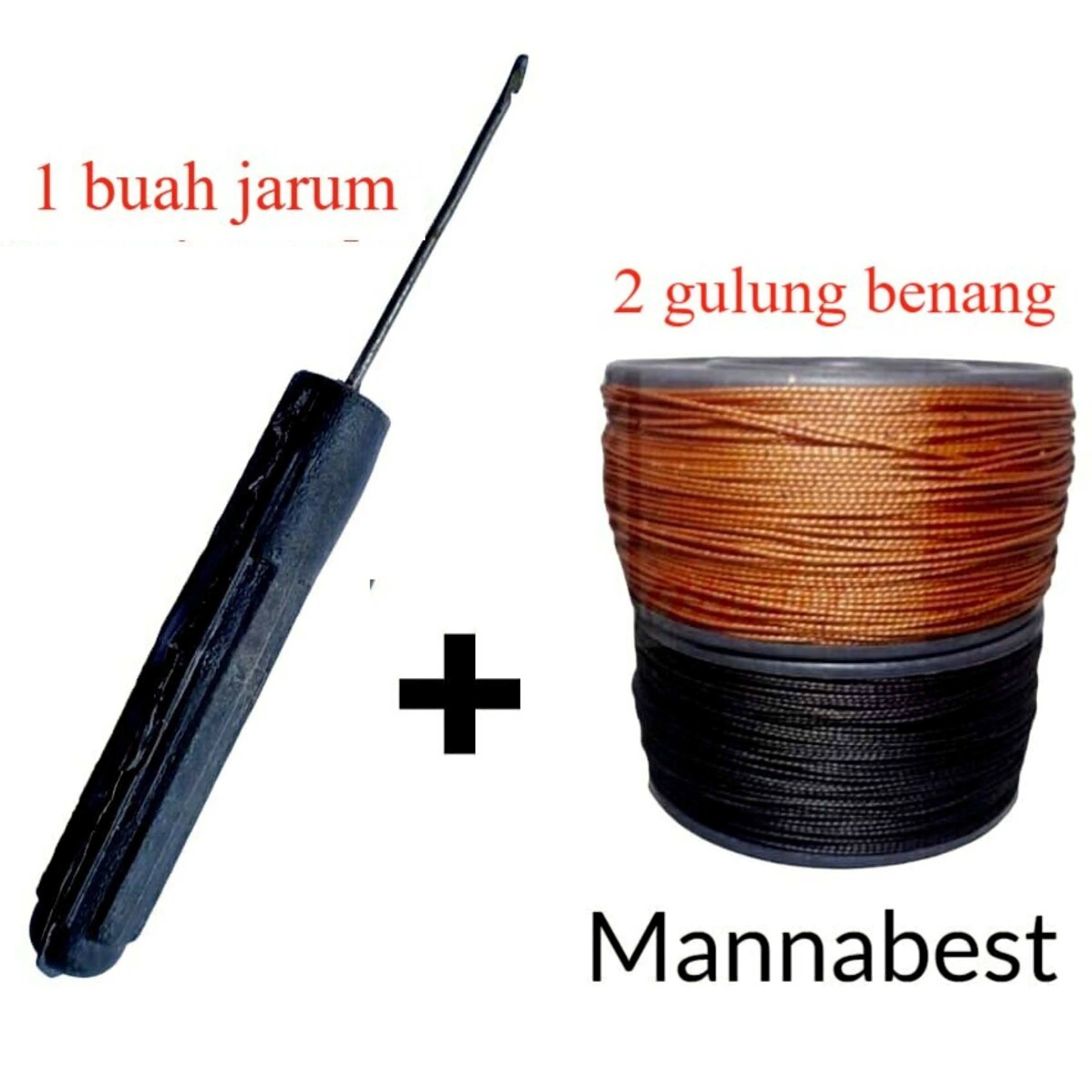 Paket 1 buah Jarum Sol Sepatu + 2 gulung Benang Sol | Alat Sol Sepatu Tali