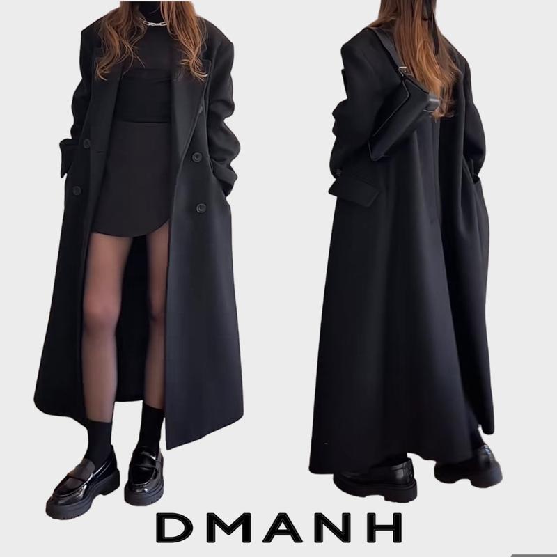 DMANH - K5 Trench Coat Siêu Dài 117cm 127cm unisex nam nữ áo khoác dạ form chuẩn Châu Âu mangto đen xám