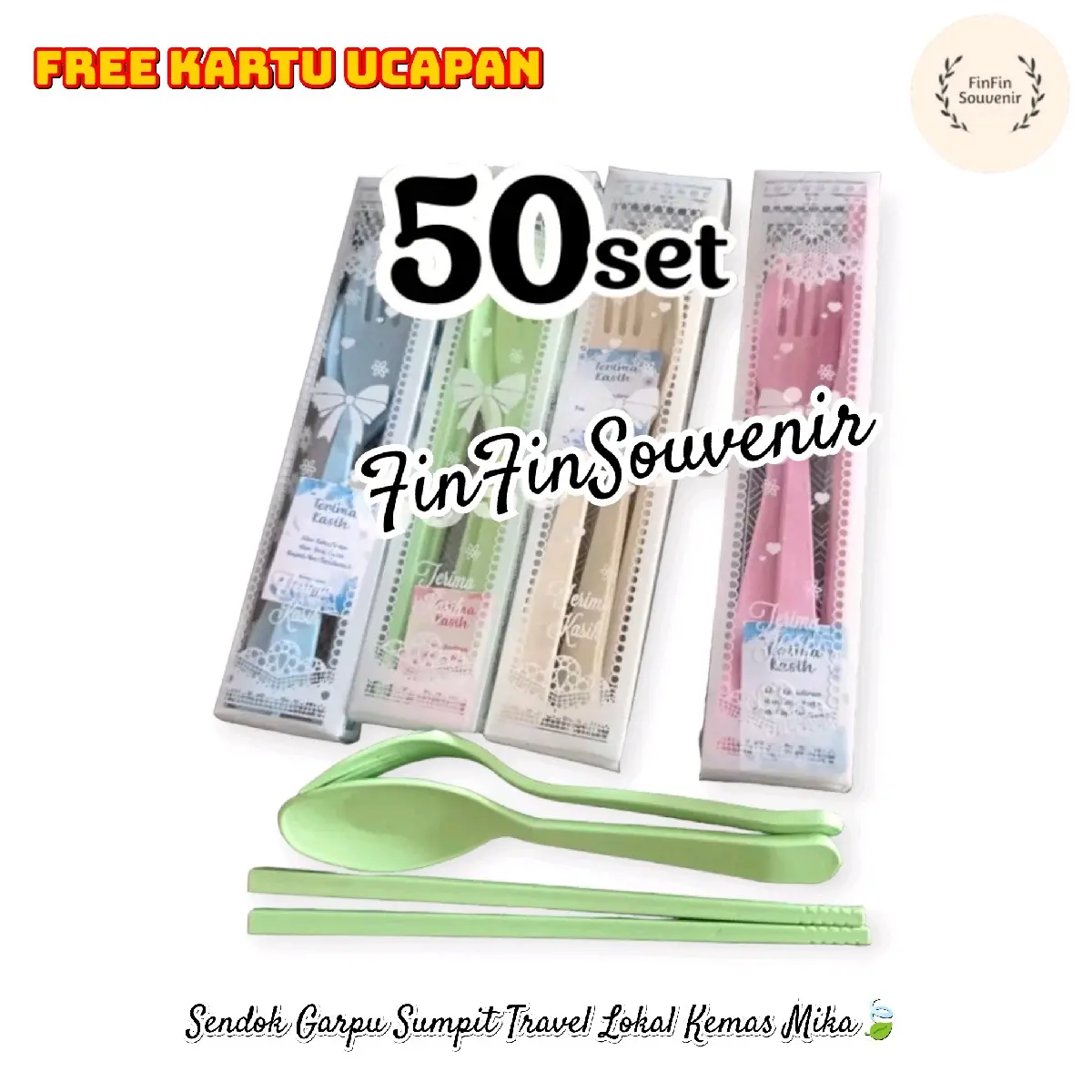 (isi 50 set) Souvenir pernikahan sendok travel lokal di kemas mika