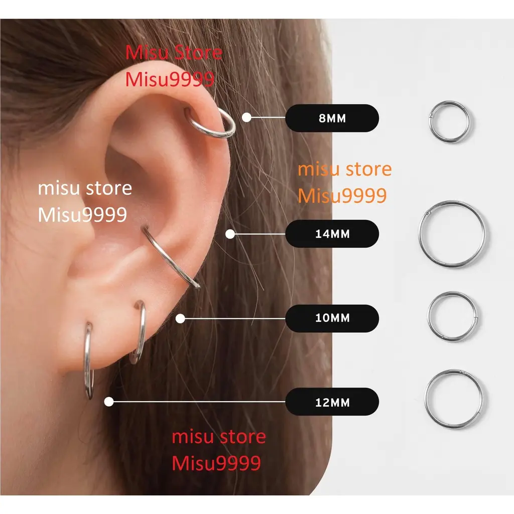 khuyên tai titan, khuyên mũi slim hoop circle thanh xỏ là thân khuyên kín