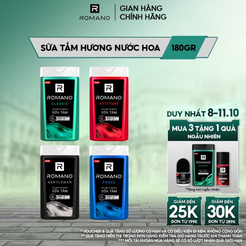 Sữa tắm Dưỡng Thể cho nam Romano hương nước hoa 180g