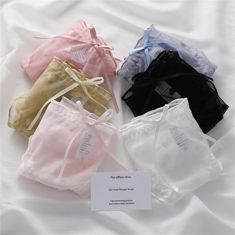 Quần Lót Lưới Ren Dễ Thương, Bộ 6 Chiếc, Quần Lót Ren Nữ Gợi Cảm, Trong Suốt, Quần Lót Cạp Thấp Đồ Lót, Dành Cho Nữ Và Bé Gái, Đồ Lót Thân Mật