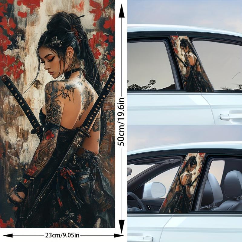 Product Introduction of Girl Pattern Car Sticker, Self Adhesive Car B-pillar Decal, Reusable Car Decorative Sticker for Car, Motorcycle, Bike, Laptop, Phone 4