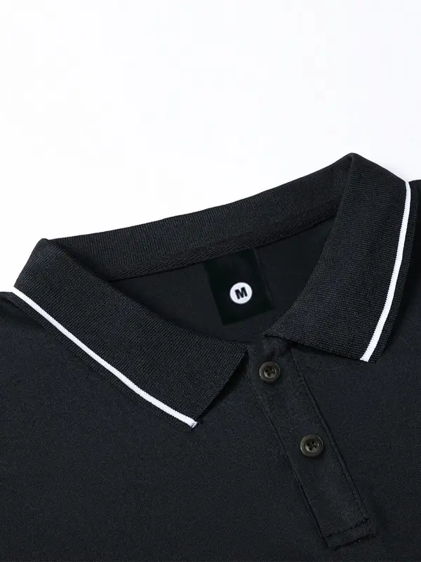 Men's Regular Fit Contrast Binding Polo Shirt, Casual Short Sleeve Top for Summer, Fashion Men's Clothes for Daily Wear 2