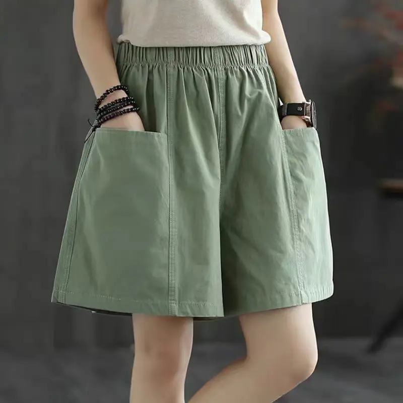 Quần Soóc Ống Rộng Cho Nữ, Phong Cách Mùa Hè, Ngoại Cỡ, Quần Ống Rộng Thường Ngày, Thích Hợp Cho Học Sinh Và Công Sở, Quần Dài, Dễ Phối Đồ Và Hợp Xu hướng 0