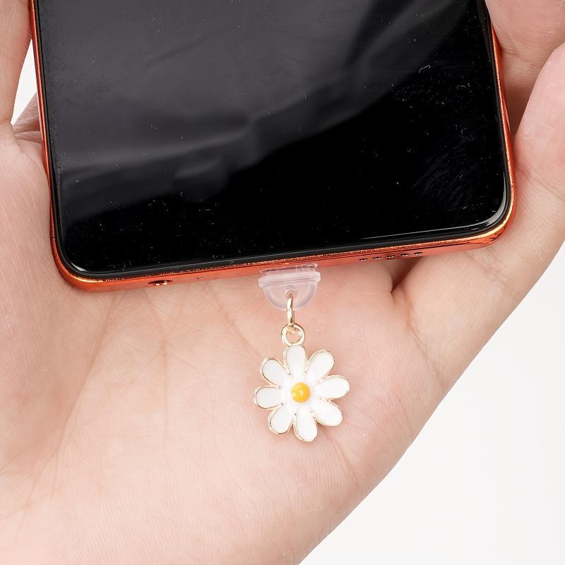 Product Introduction of Daisy Design Phone Charging Port Dust Plug, Cute Flower Design Phone Charging Port Decorative Pendant, Phone Accessories 2