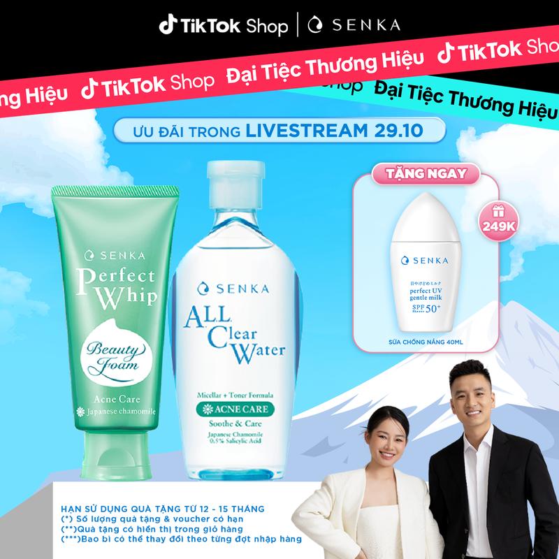 [][Date T11/2025] Bộ đôi Nước tẩy trang ngừa mụn Senka 230ML & Sữa rửa mặt tạo bọt ngăn ngừa mụn Senka 100G