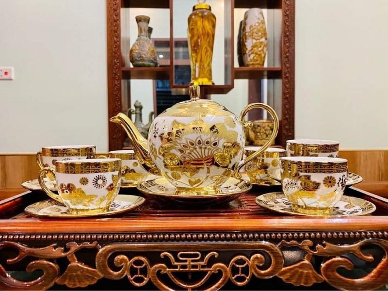 bộ ấm chén gốm sứ hoàng gia bát tràng không tặng kèm khay