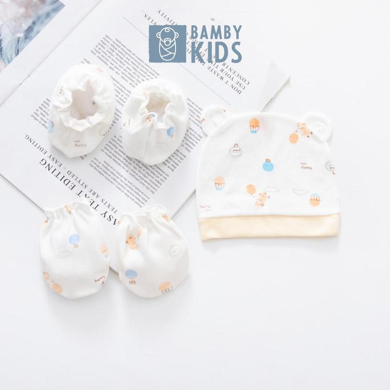 Set mũ bao tay bao chân cho bé sơ sinh Bambykids